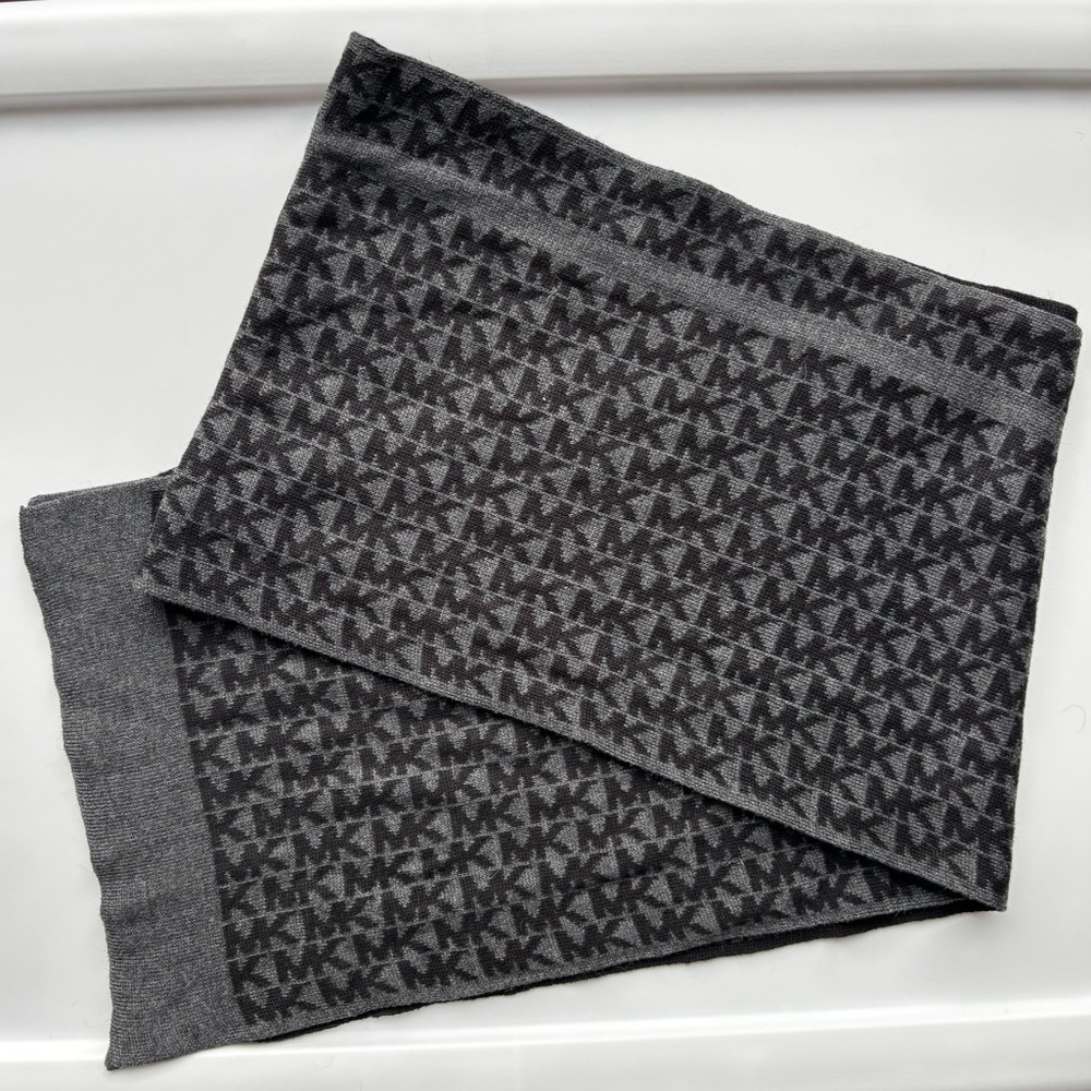 Michael Kors Charcoal and Black Logo Scarf